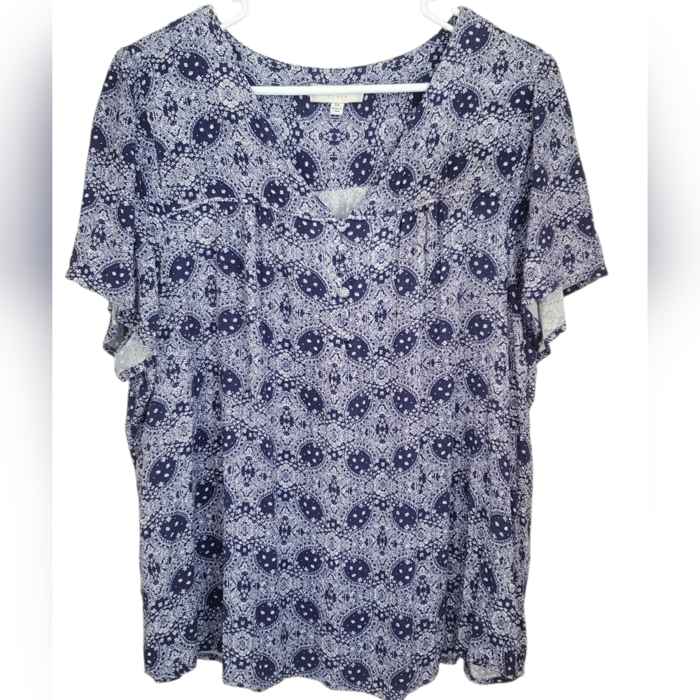 Skies‎ Are Blue Curvy Womens Top Size 2X Boho Cottagecore Romantic Fairy Peasant